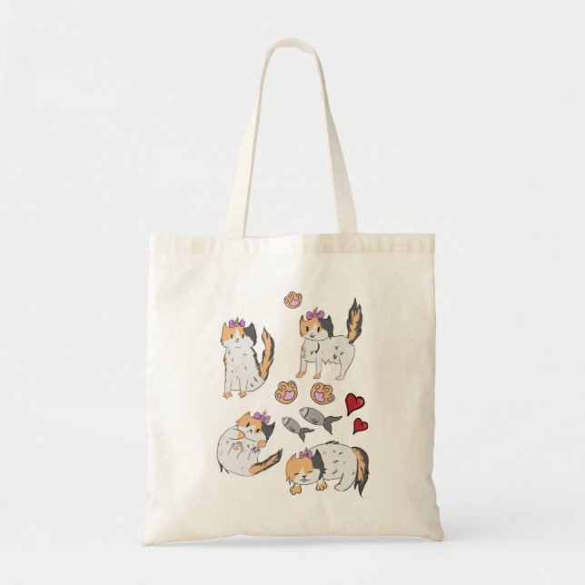 Bolsa Tote sacola de gatinho (Frente)