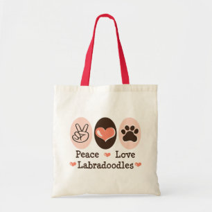 Bolsa Tote Sacola de Labradoodles do amor da paz