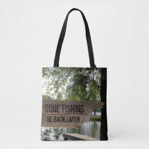 Bolsa Tote Sacola de madeira de pesca ida engraçada do lago