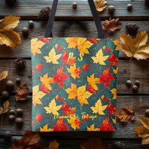 Bolsa Tote Sacola de Outono Aconchegante com Folhas Vibrantes