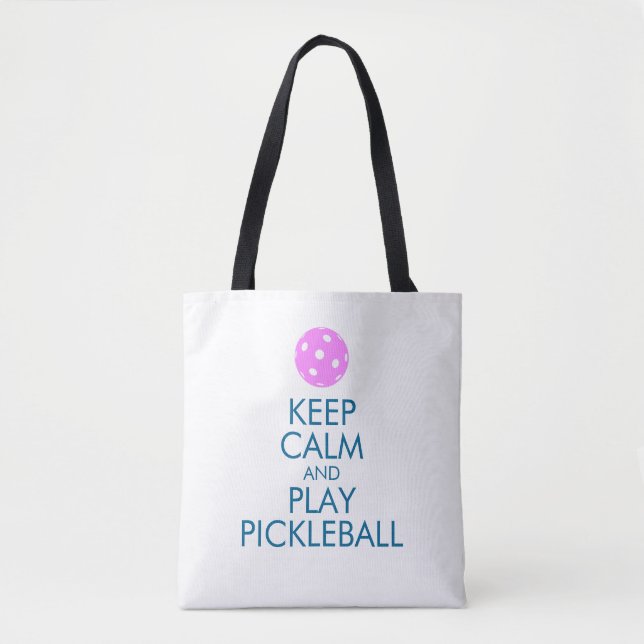 Bolsa Tote Sacola de Pickleball - mantenha a calma e o jogo (Frente)