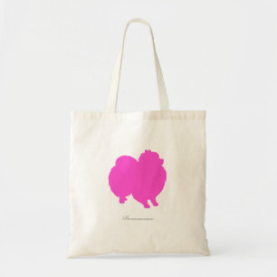Bolsa Tote Sacola de Pomeranian (silhueta cor-de-rosa)