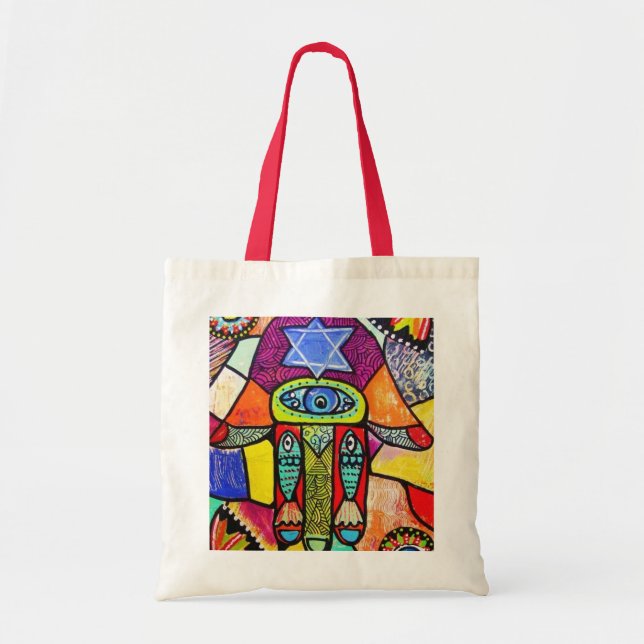 Bolsa Tote Sacola de Tallis - VERMELHO de Tapastry Hamsa do (Frente)