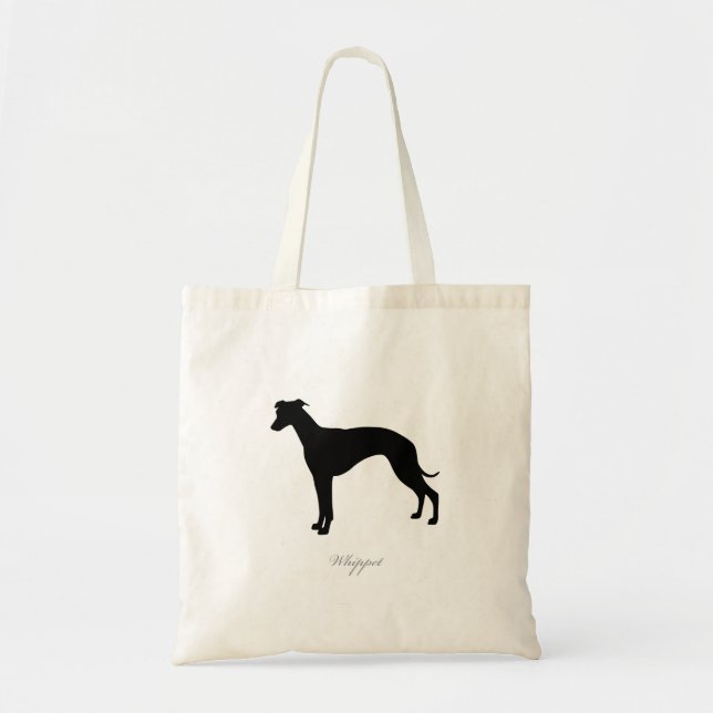 Bolsa Tote Sacola de Whippet (silhueta preta) (Frente)