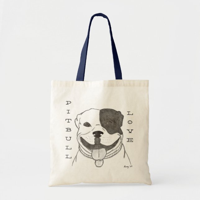 Bolsa Tote Sacola do amor de Pitbull (Frente)