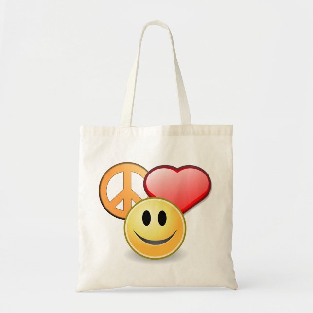 Bolsa Tote Sacola do amor e da felicidade da paz (Frente)