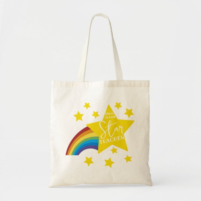 Bolsa Tote sacola do arco-íris do professor da estrela para o (Frente)