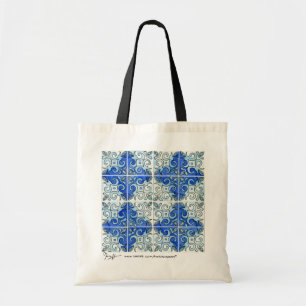 Bolsa Tote Sacola do azul da arte do azulejo