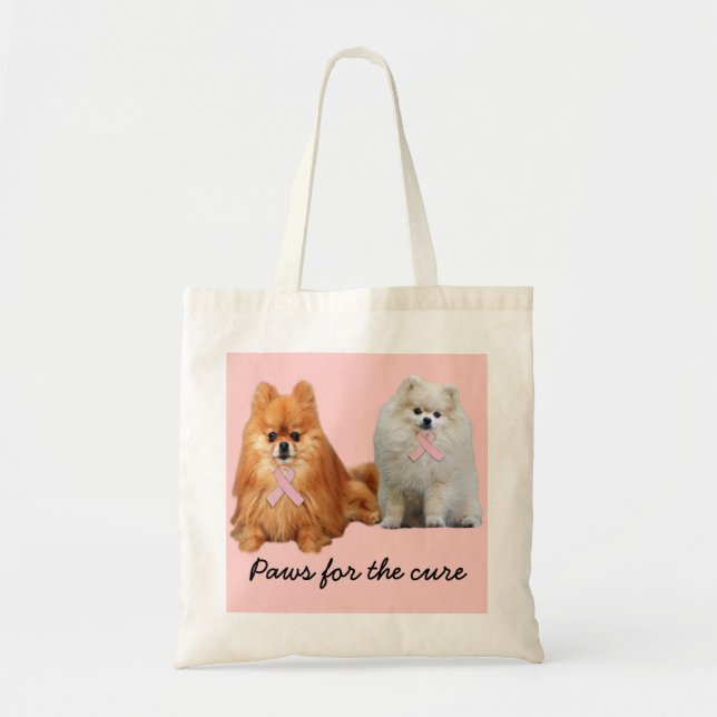 Bolsa Tote Sacola do cancro da mama de Pomeranian (Frente)