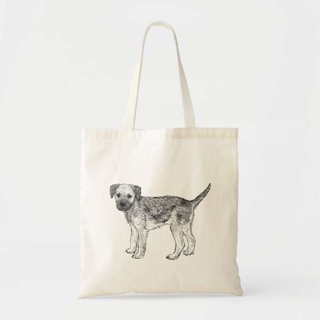 Bolsa Tote Sacola do cão - design de Terrier de beira (Frente)