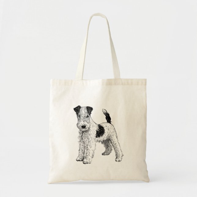 Bolsa Tote Sacola do cão - design do Fox Terrier (Frente)