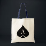 Bolsa Tote Sacola do casamento do póquer do ás de espada<br><div class="desc">Sacola do casamento do póquer do ás de espada. Letra do monograma de Personalizable. Ideia bonito para damas de honra.</div>