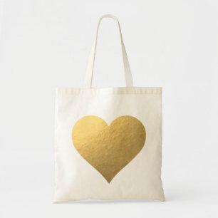 Bolsa Tote Sacola do coração da folha Dourado