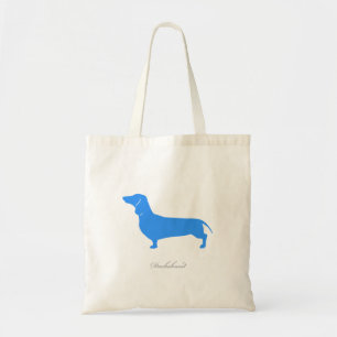 Bolsa Tote Sacola do Dachshund (versão lisa azul 1)