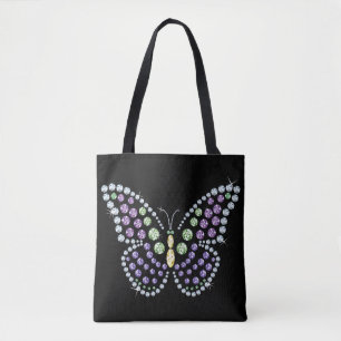 Bolsa Tote Sacola do design da borboleta do cristal de rocha