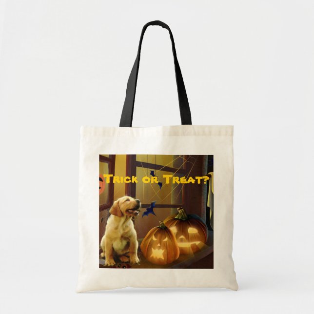 Bolsa Tote Sacola do Dia das Bruxas do filhote de cachorro de (Frente)