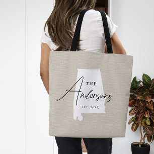 Bolsa Tote Sacola do estado do monograma da família de