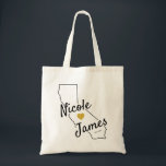 Bolsa Tote Sacola do fim de semana da boa vinda do casamento<br><div class="desc">Saco do presente da boa vinda do fim de semana do casamento para fora de convidados da cidade a seu casamento,  caracterizando a imagem preta do coração de Califórnia e de ouro.  Encha o bolsa com seus presentes favoritos.</div>