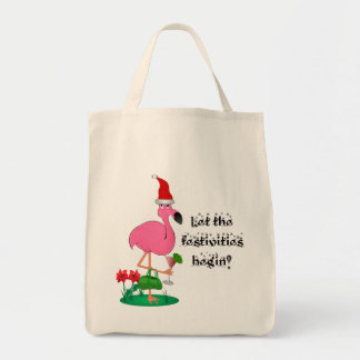 Bolsa Tote Sacola do flamingo do Natal
