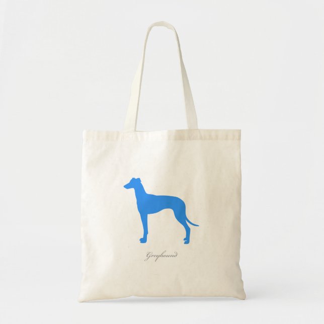 Bolsa Tote Sacola do galgo (silhueta azul) (Frente)