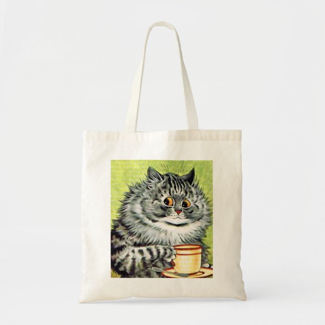 Bolsa Tote Sacola do gato do copo de chá de Louis Wain do (Frente)