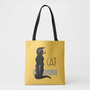 Bolsa Tote Sacola do gato do poster do art deco do vintage