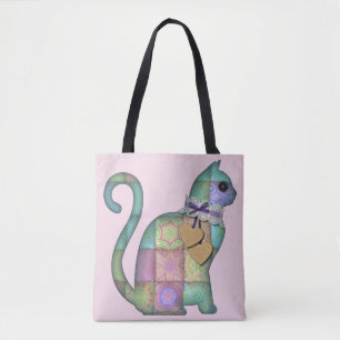Bolsa Tote sacola do gato dos retalhos