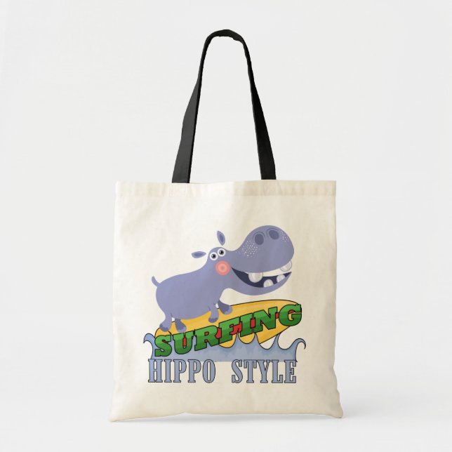 Bolsa Tote Sacola do Hippopotamus do surfista (Frente)