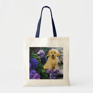 Bolsa Tote Sacola do Hydrangea do golden retriever