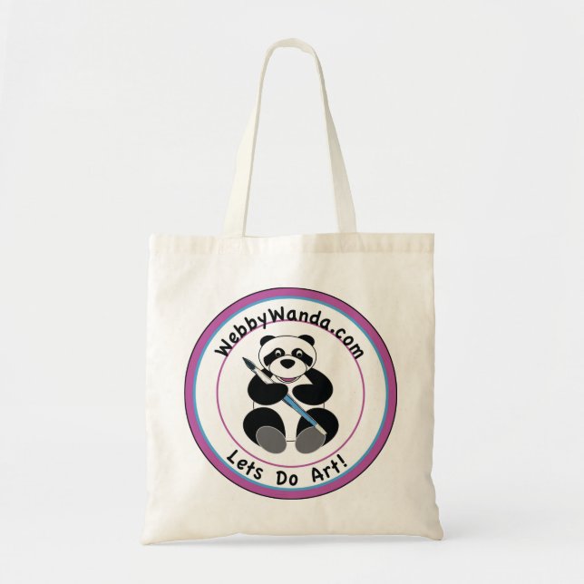 Bolsa Tote Sacola do logotipo de webbywanda.com da panda (Frente)