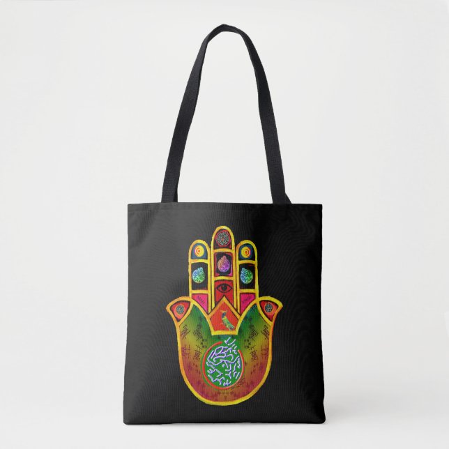 Bolsa Tote Sacola do Mah Jongg Hamsa (Frente)