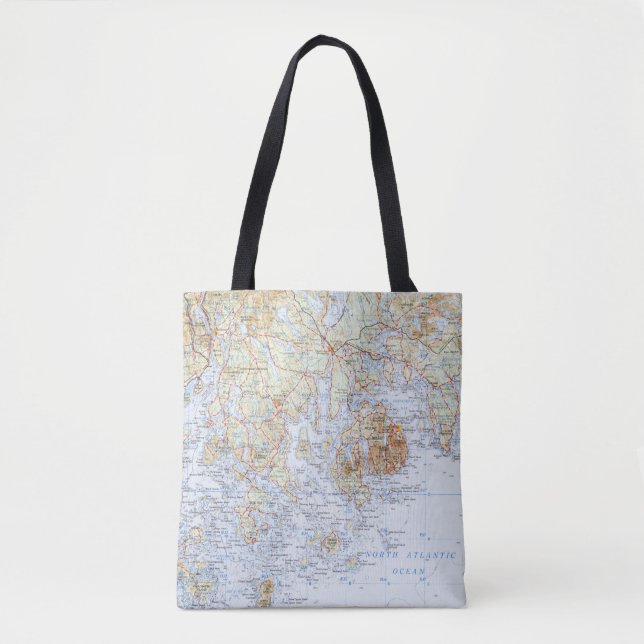 Bolsa Tote Sacola do mapa de Downeast Maine (Frente)