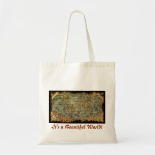 Bolsa Tote Sacola do mapa do mundo do vintage