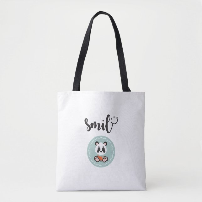 Bolsa Tote Sacola do meio da panda do sorriso (Frente)