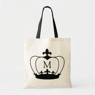 Bolsa Tote Sacola do monograma da coroa da flor de lis