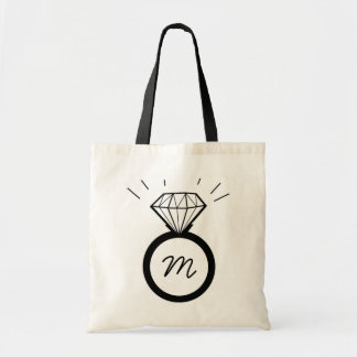 Bolsa Tote Sacola do monograma do anel de noivado do diamante