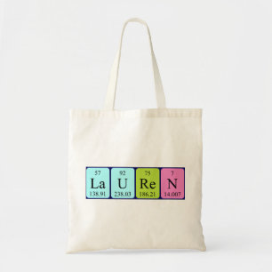Bolsa Tote Sacola do nome da mesa periódica de Lauren