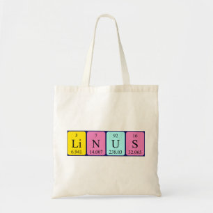 Bolsa Tote Sacola do nome da mesa periódica de Linus