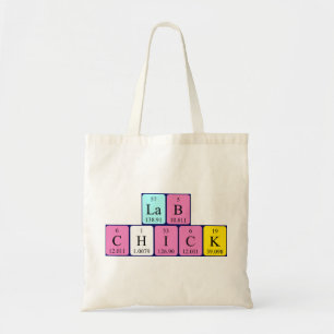 Bolsa Tote Sacola do nome da mesa periódica do pintinho do