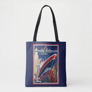 Bolsa Tote Sacola do poster das viagens vintage