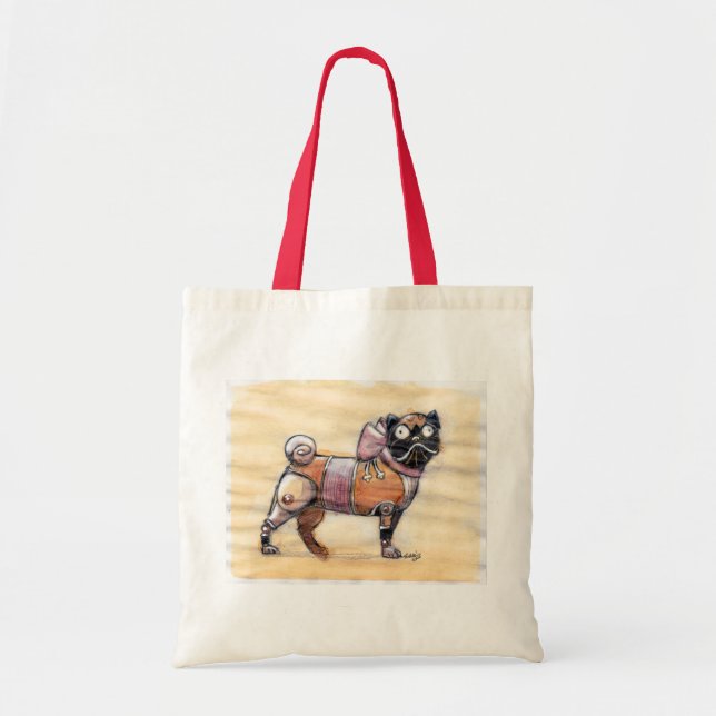 Bolsa Tote Sacola do Pug de Steampunk (Frente)