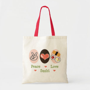 Bolsa Tote Sacola do sushi do amor da paz