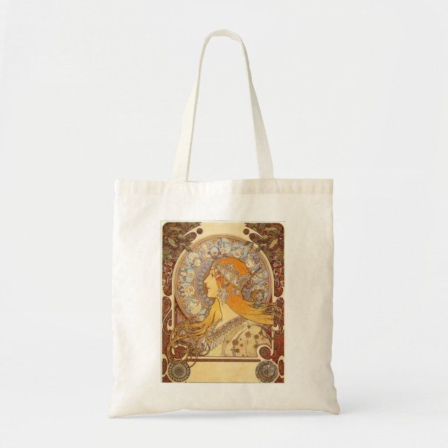 Bolsa Tote Sacola do zodíaco de Nouveau Alphonse Mucha da (Frente)