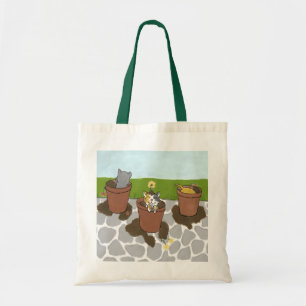 Bolsa Tote Sacola dos gatinhos do pote de flor