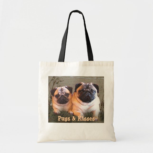 Bolsa Tote Sacola dos Pugs & dos beijos (Frente)