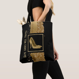 Bolsa Tote Sacola dourada dos saltos de estilete da forma