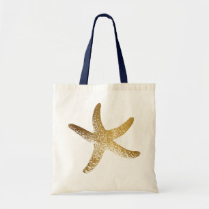 Bolsa Tote Sacola Dourado da estrela do mar
