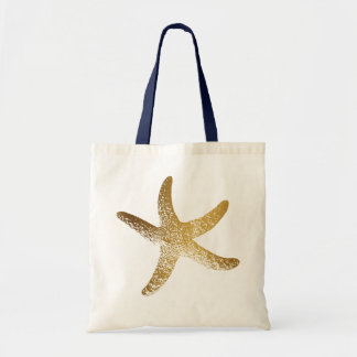 Bolsa Tote Sacola Dourado da estrela do mar