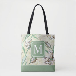 Bolsa Tote Sacola elegante do monograma | do design floral