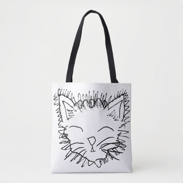 Bolsa Tote Sacola engraçada do desenho do gato (Frente)